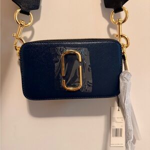 Marc Jacobs Navy Crossbody Bag with Gold Hardware